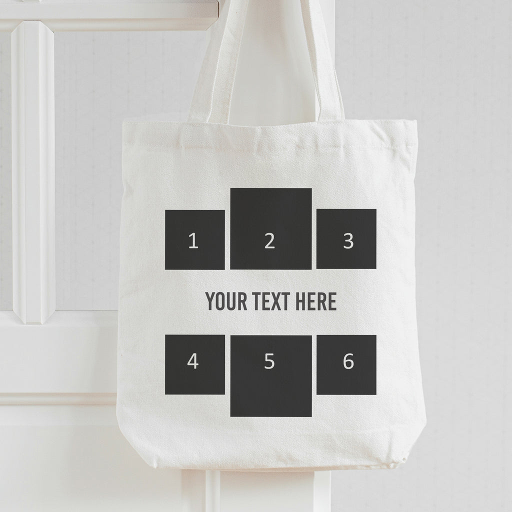 Personalised 6 Photos & Text - Canvas Tote Bag