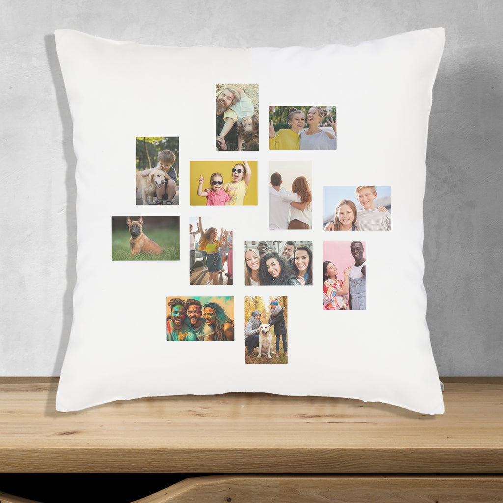 Personalised 12 Photos Collage Upload - Printed Cushion Cover - One Size