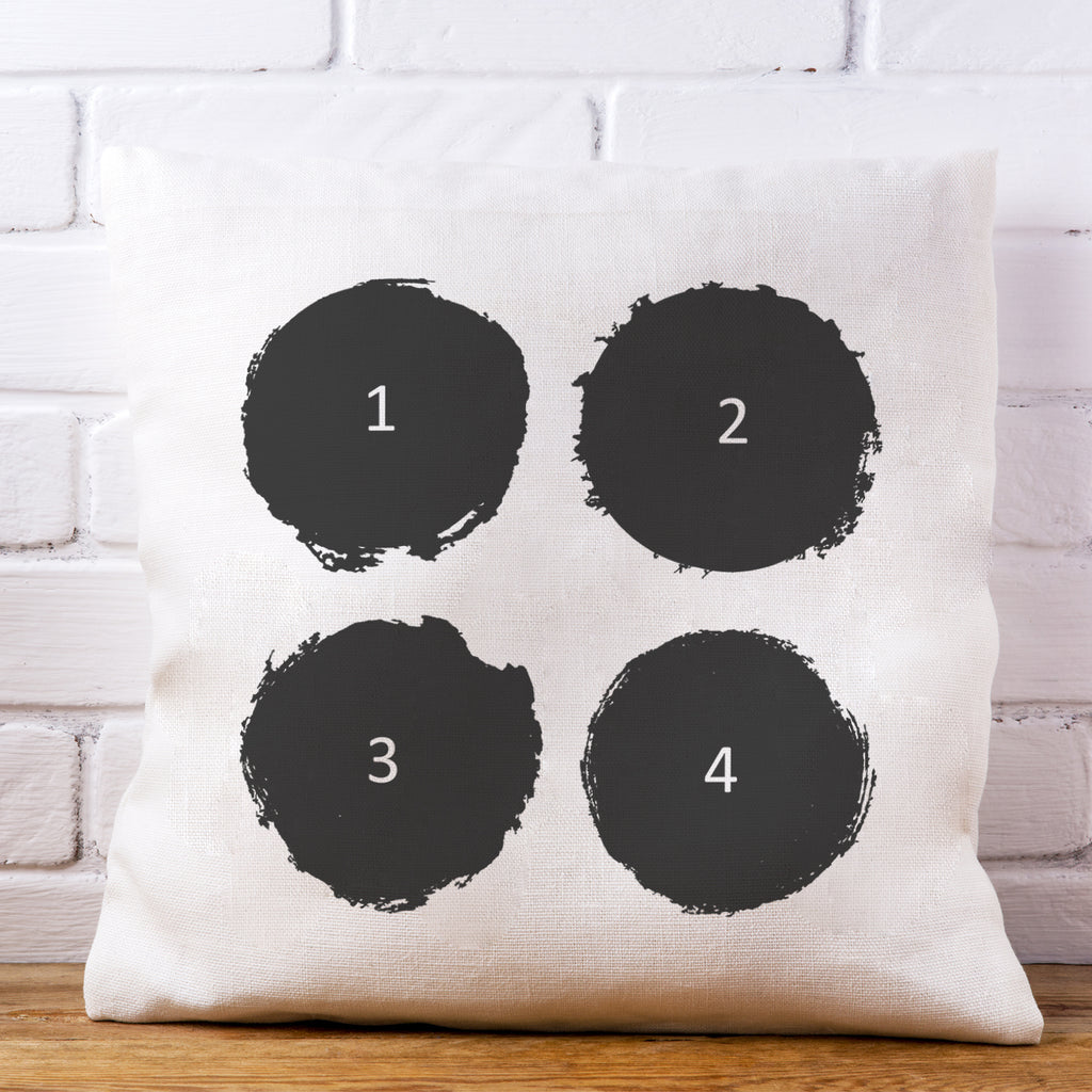 Personalised 4 Photo Circles - Printed Cushion Cover - One Size