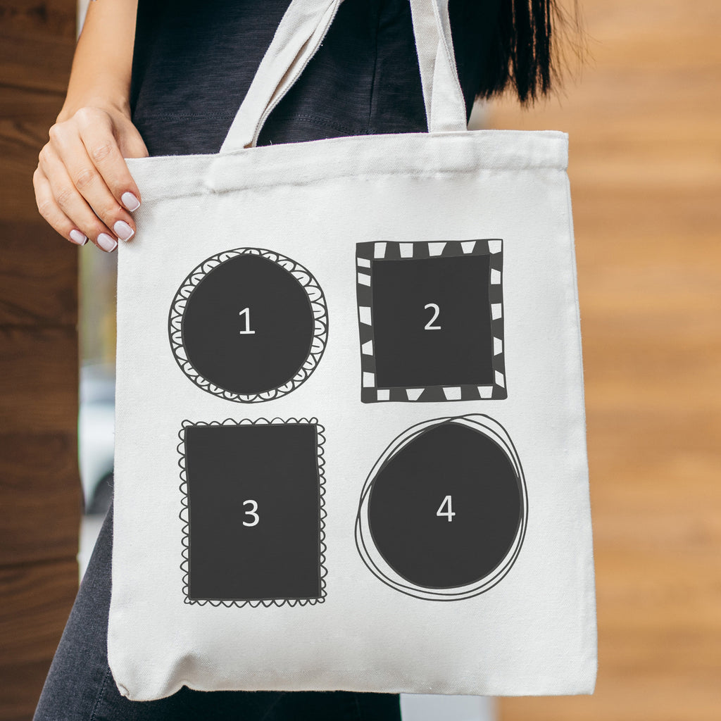 Personalised 4 Shaped Frames Upload - Canvas Tote Bag