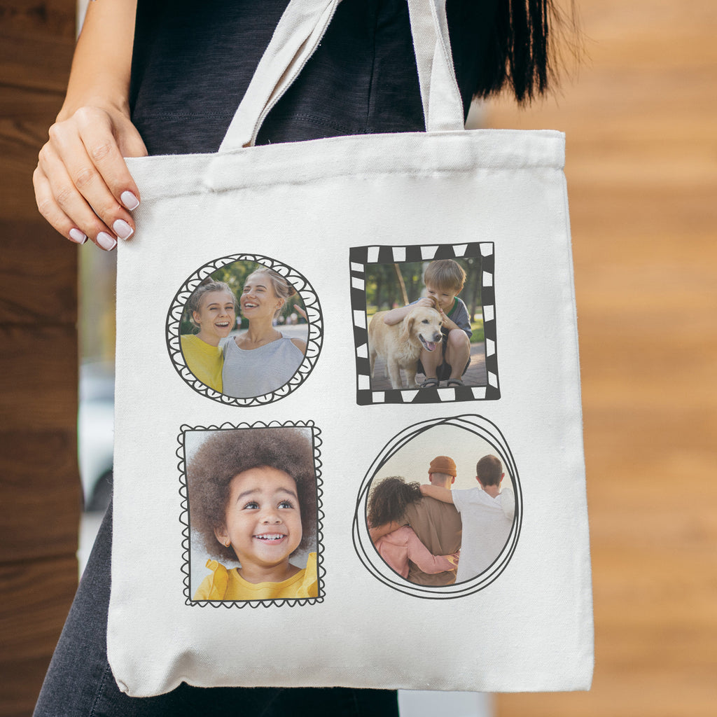 Personalised 4 Shaped Frames Upload - Canvas Tote Bag