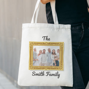 Personalised Photo Frame & Family Name - Canvas Tote Bag