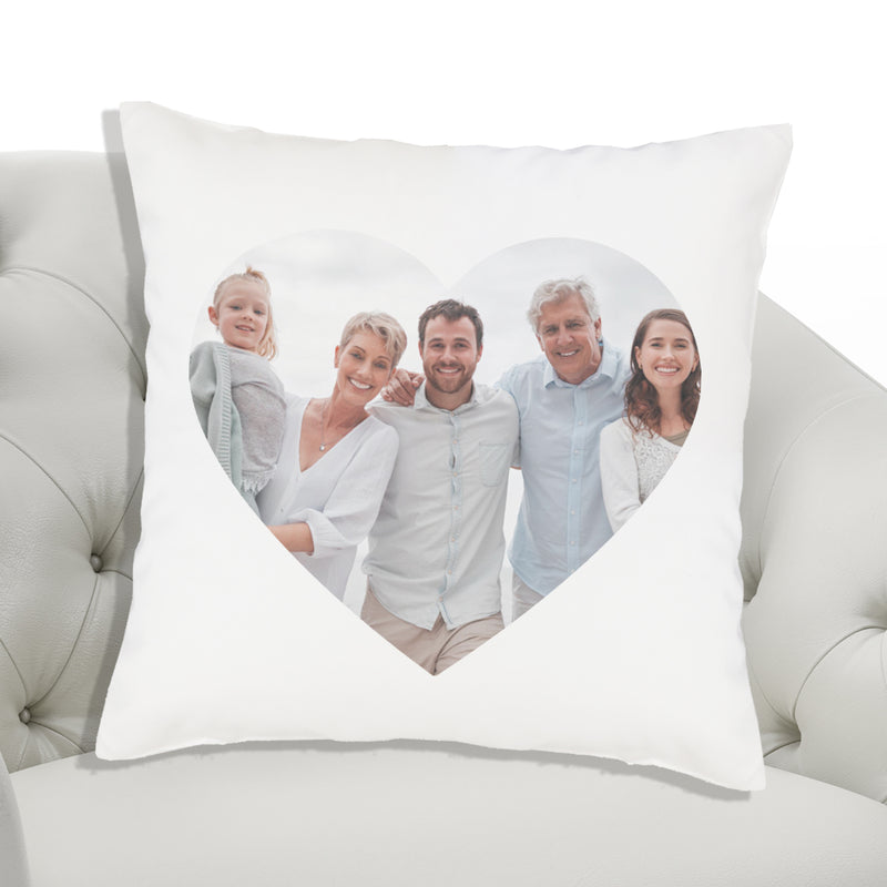 Personalised Photo Heart Upload - Printed Cushion Cover - One Size