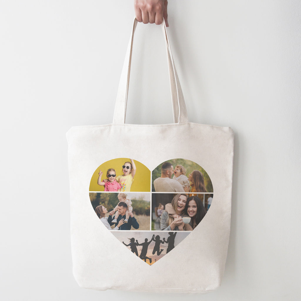Personalised Photo Heart Collage - Canvas Tote Bag