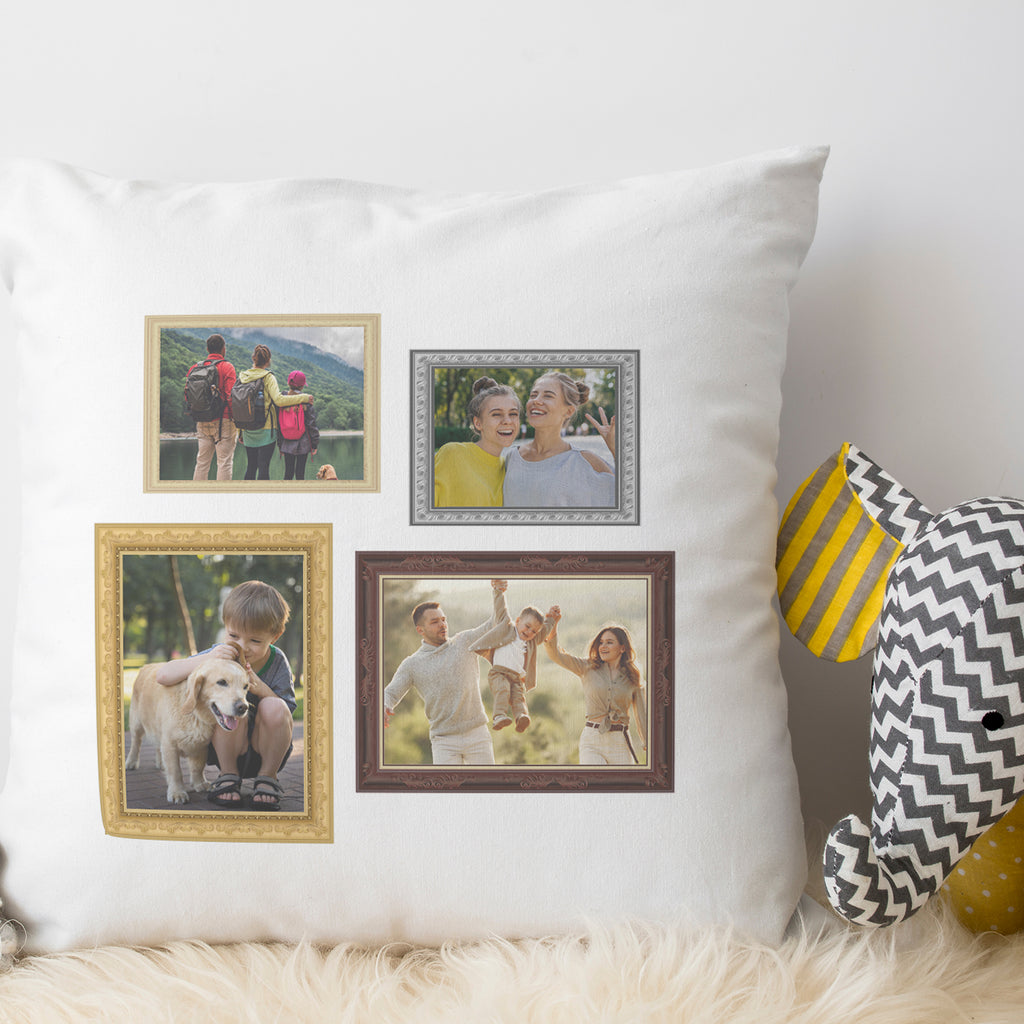Personalised 4 Colour Frames & Photo Upload - Printed Cushion Cover - One Size