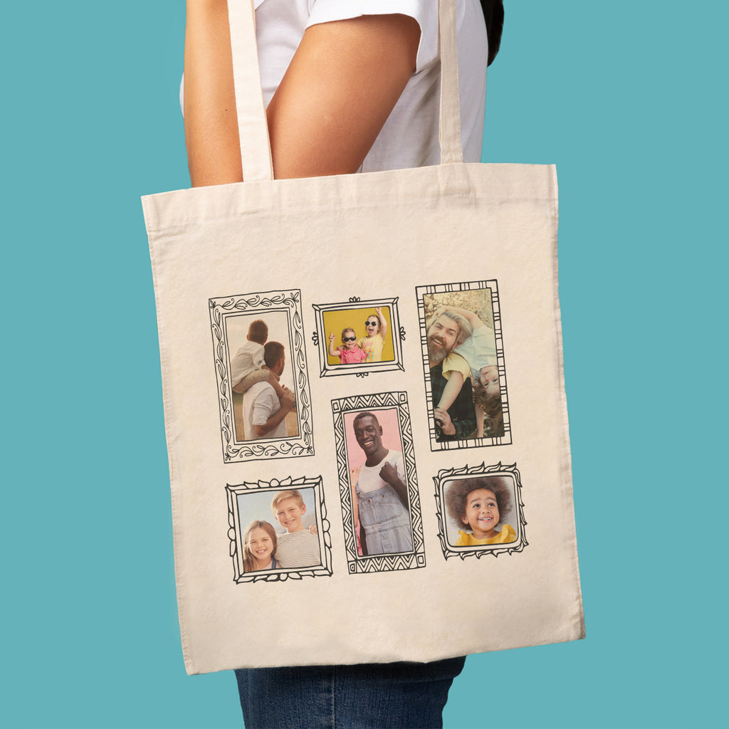 Personalised 6 Photo Frames - Canvas Tote Bag