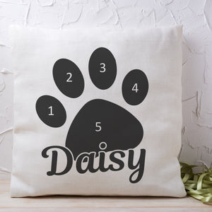 Personalised 5 Photo Paw & Name - Printed Cushion Cover - One Size