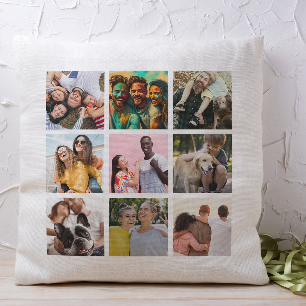 Personalised 9 Photos Collage - Printed Cushion Cover - One Size