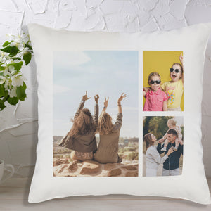 Personalised 3 Photo Collage Upload - Printed Cushion Cover - One Size
