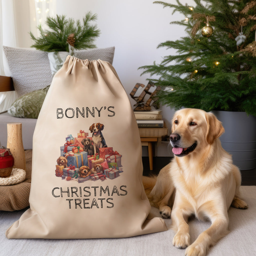 Personalised Dog Christmas Treats Sack - Christmas Santa Sack