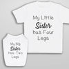 My Little Sister/Brother Has 4 Legs - Matching Kids and Dog T-Shirt Set - (Sold Separately)