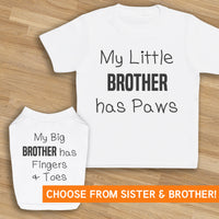 My Little Brother/Sister Has Paws - Matching Kids and Dog T-Shirt Set - (Sold Separately)