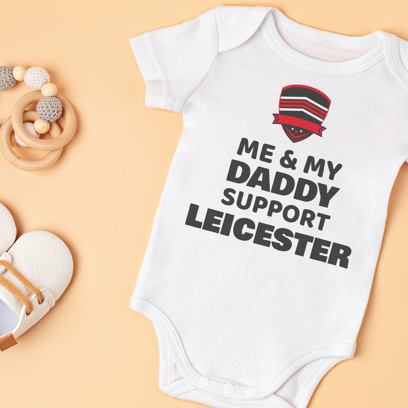 Personalised Me & Daddy Support Team Name & Badge - Baby Bodysuit & T-Shirt