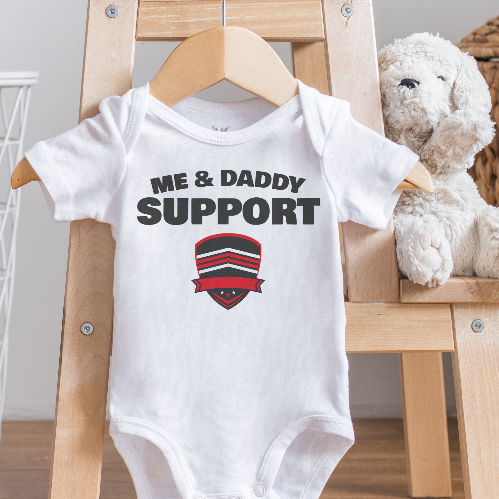Personalised Me Daddy Support Team Badge Baby Bodysuit T-Shirt