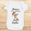 PERSONALISED Baby's First Christmas, Baby Reindeer & Name - Baby Bodysuit & Baby T-Shirt