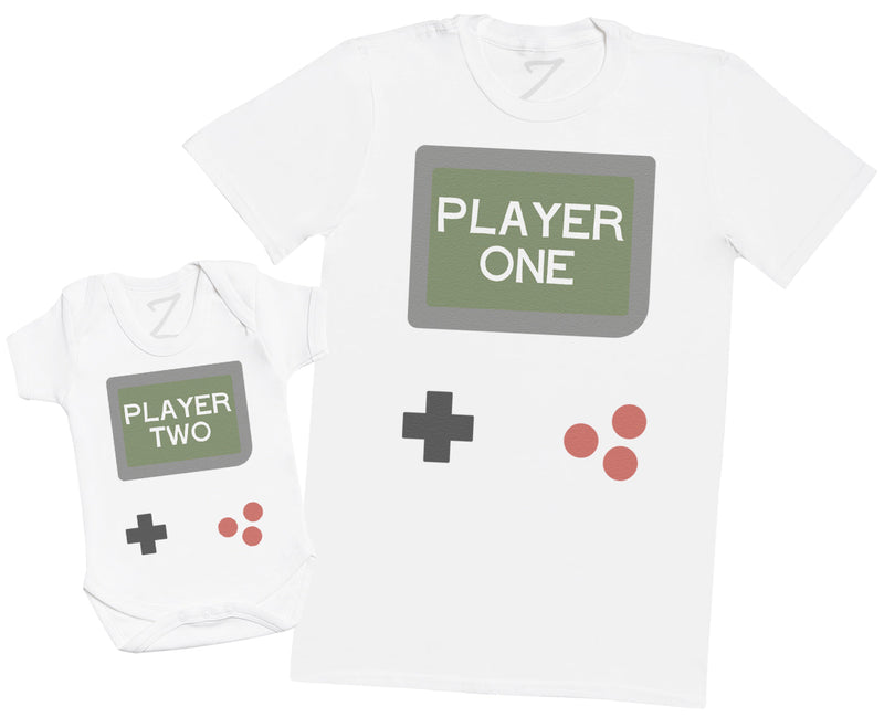 Gamer Player One & Player Two - Dad / Mum T-Shirt & Baby Bodysuit - (Sold Separately)