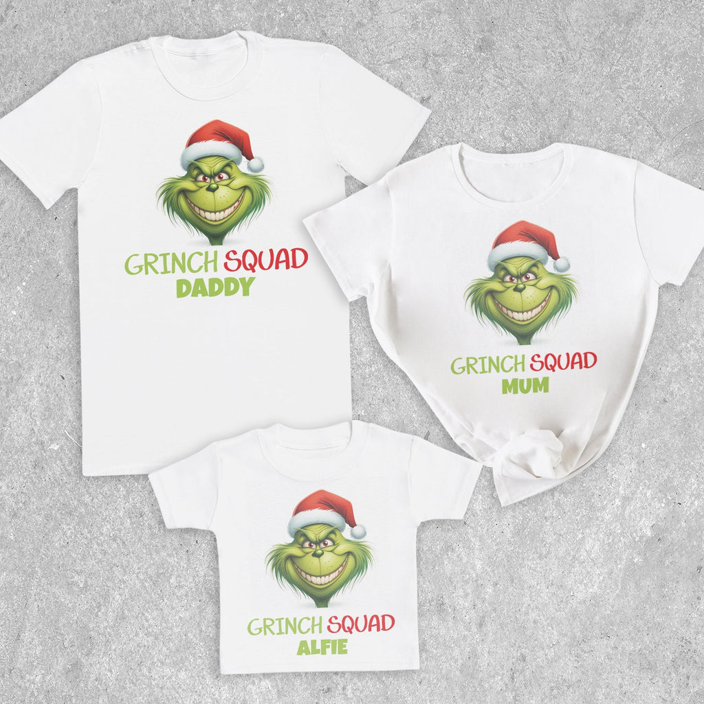 Personalised Grinch Squad - Family Matching Christmas Tops - Adult, Kids & Baby - (Sold Separately)