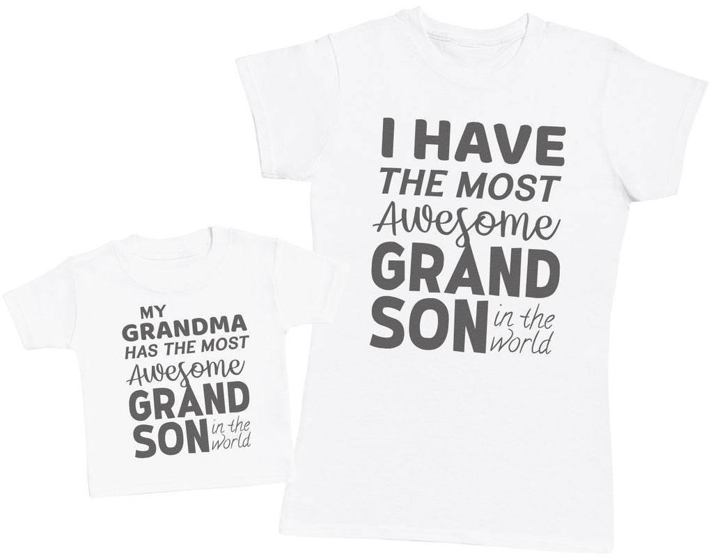 Most Awesome Grandson And Grandma - Matching Set - Baby / Kids T-Shirt & Mum T-Shirt (4343445356593)