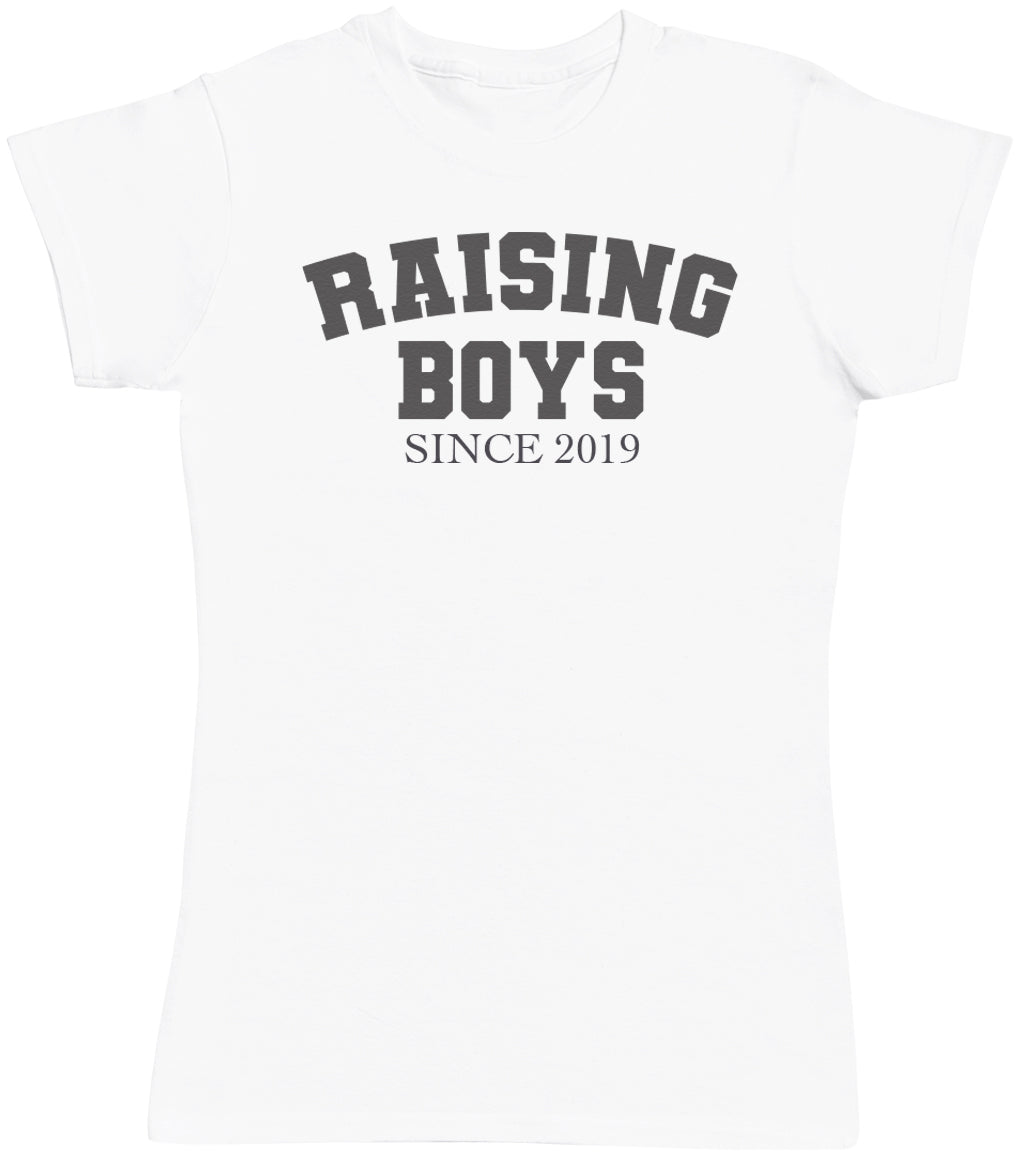 Personalised Raising Boys Since- Mums T-Shirt (4500706132017)