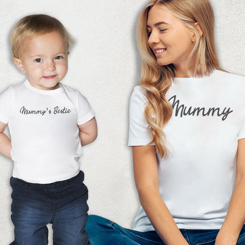 Mummy's Bestie - Baby T-Shirt & Bodysuit / Mum T-Shirt Matching Set - (Sold Separately)