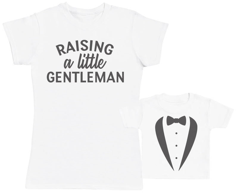 Raising A Little Gentleman - Baby T-Shirt & Bodysuit / Mum T-Shirt Matching Set - (Sold Separately)