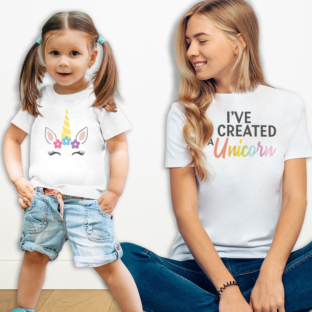 I've Created A Unicorn - Baby T-Shirt & Bodysuit / Mum T-Shirt - (Sold Separately)