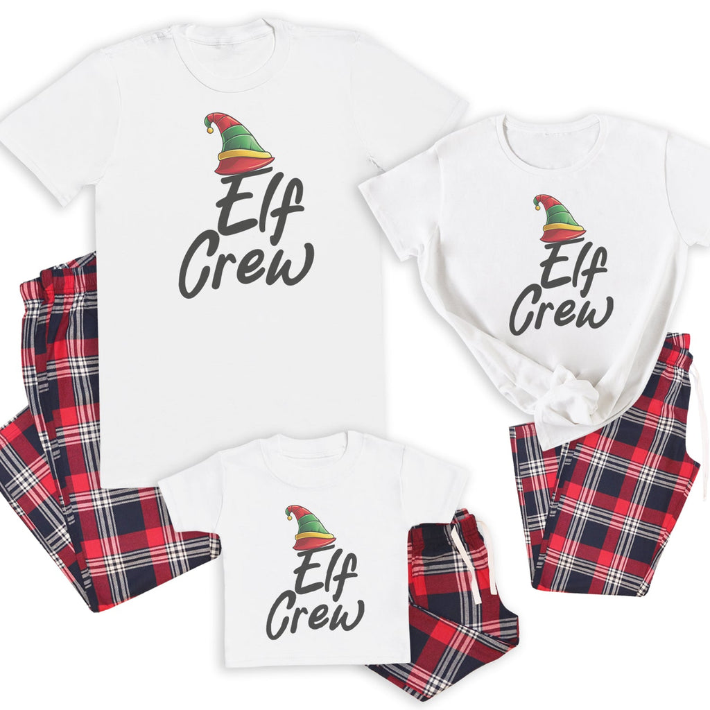 Elf Crew - Family Matching Christmas Pyjamas - Top & Tartan PJ Bottoms - (Sold Separately)