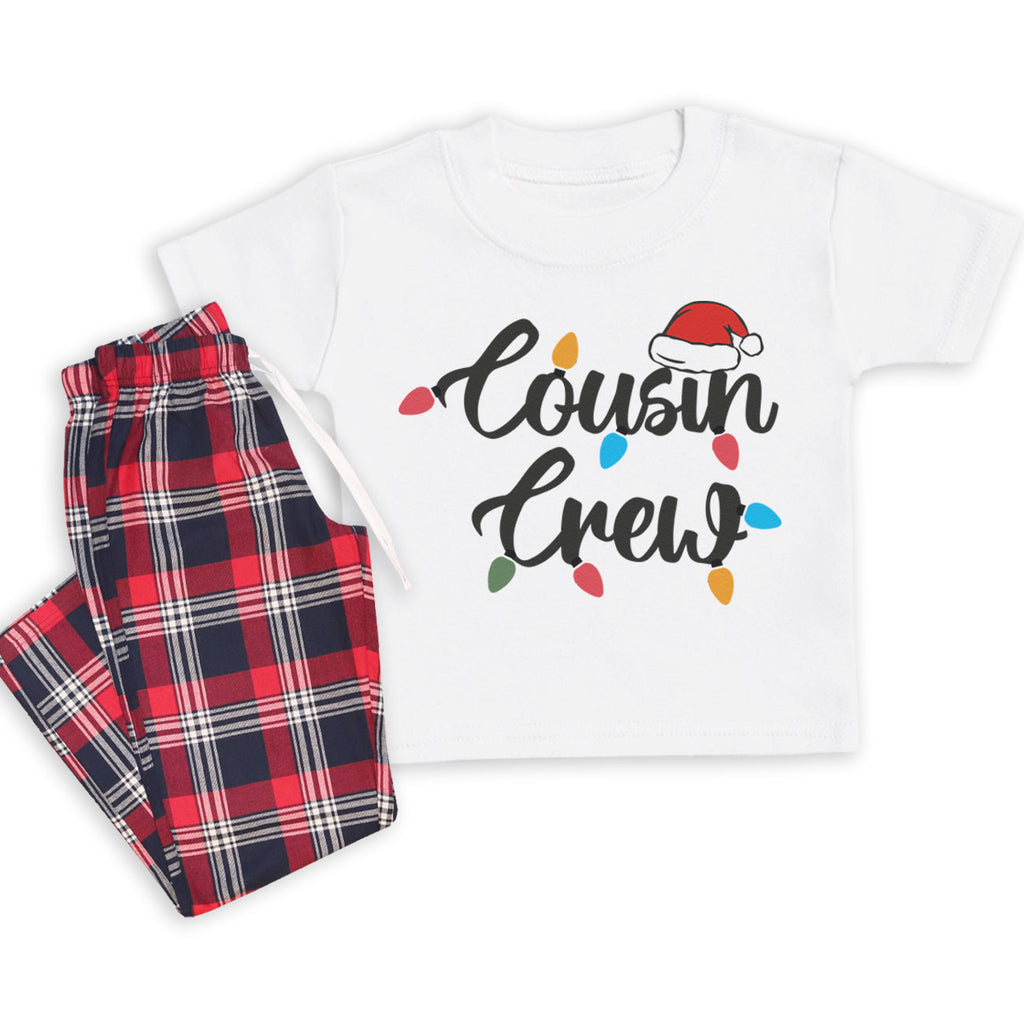 Cousin Crew - Family Matching Christmas Pyjamas - Top & Tartan PJ Bottoms