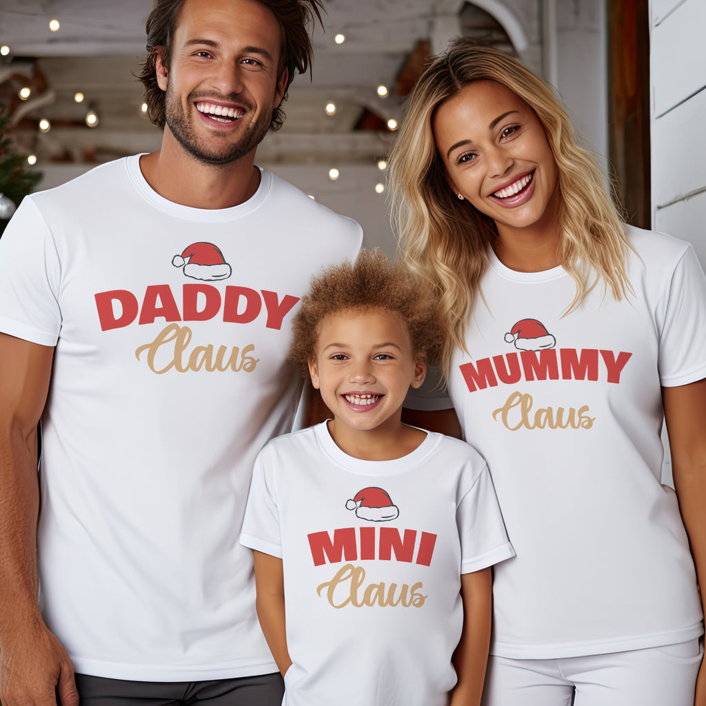 Daddy, Mummy & Mini Claus - Family Matching Christmas Tops - Adult, Kids & Baby - (Sold Separately)