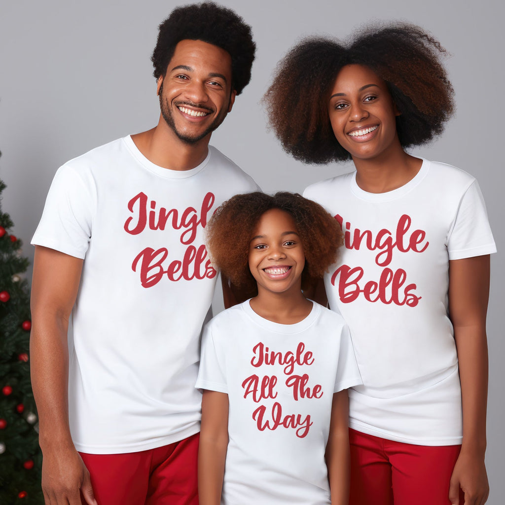 Jingle Bells, Jingle Bells, Jingle All The Way - Family Matching Christmas Tops - Adult, Kids & Baby - (Sold Separately)