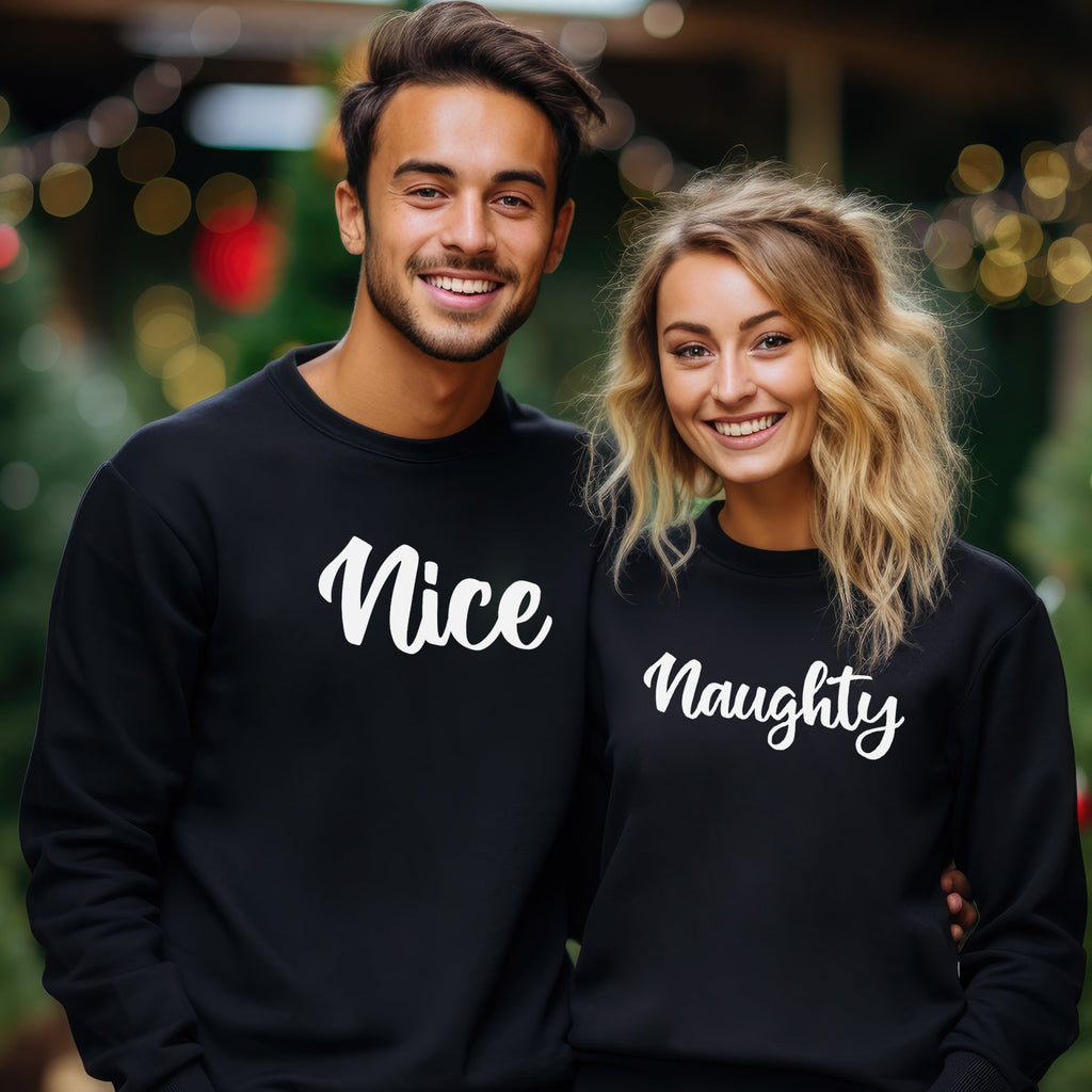 Nice & Naughty Christmas Sweater - Christmas Jumper Sweatshirt - All Sizes - (Sold Separately)