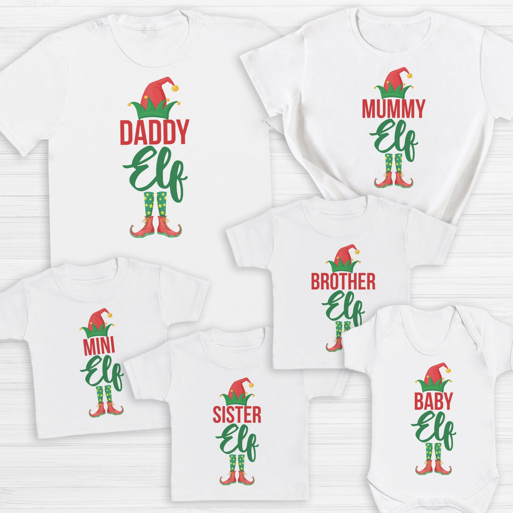 Daddy, Mummy & Mini Elf - Family Matching Christmas Tops - Adult, Kids & Baby - (Sold Separately)