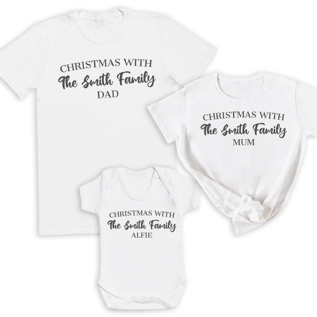 Personalised Christmas With The ... Family - Family Matching Christmas Tops - Adult, Kids & Baby - (Sold Separately)