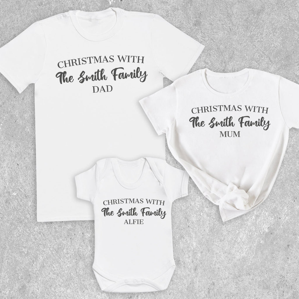Personalised Christmas With The ... Family - Family Matching Christmas Tops - Adult, Kids & Baby - (Sold Separately)