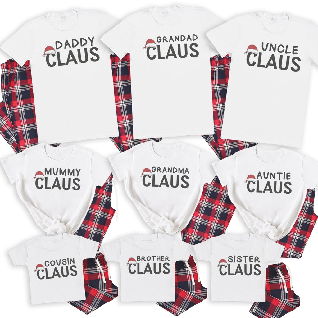 Full Family Claus - Family Matching Christmas Pyjamas - Top & Tartan PJ Bottoms - (Sold Separately)