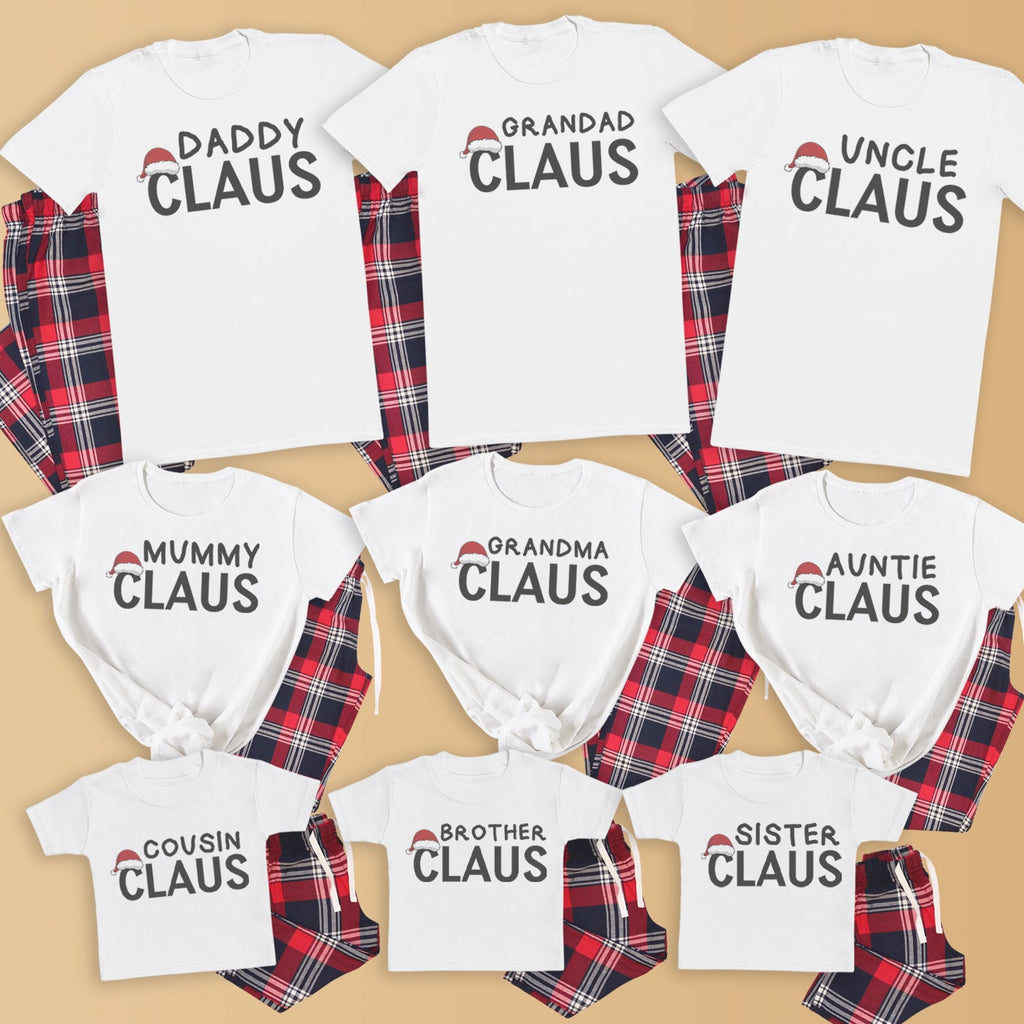 Full Family Claus - Family Matching Christmas Pyjamas - Top & Tartan PJ Bottoms - (Sold Separately)