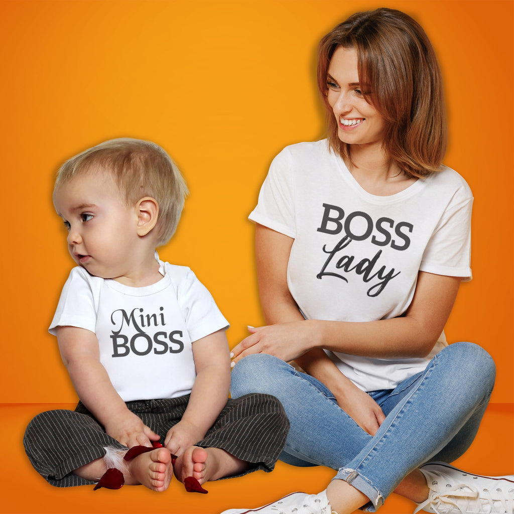 Boss Lady Mini Boss - Baby T-Shirt & Bodysuit / Mum T-Shirt - (Sold Separately)