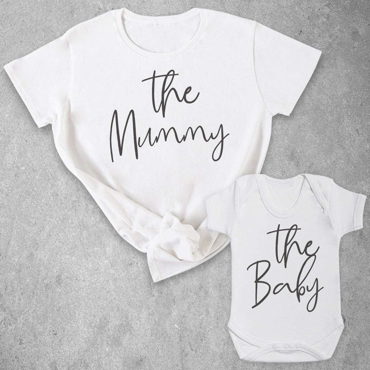 The Mummy The Baby - Baby T-Shirt & Bodysuit / Mum T-Shirt Matching Set - (Sold Separately)