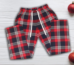 Daddy, Mummy, Mini Clause Hat & Feet - Family Matching Christmas Pyjamas - Top & Tartan PJ Bottoms - (Sold Separately)