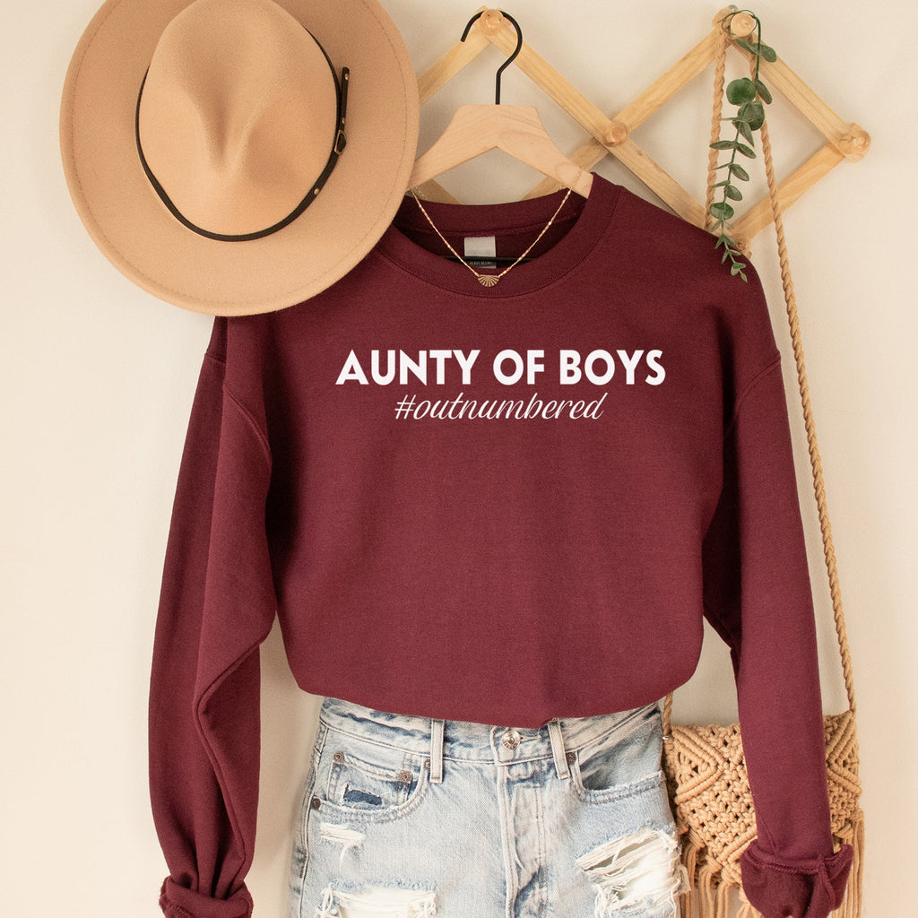 Aunty Of Boys #outnumbered - Womens Sweater - Auntie Sweater