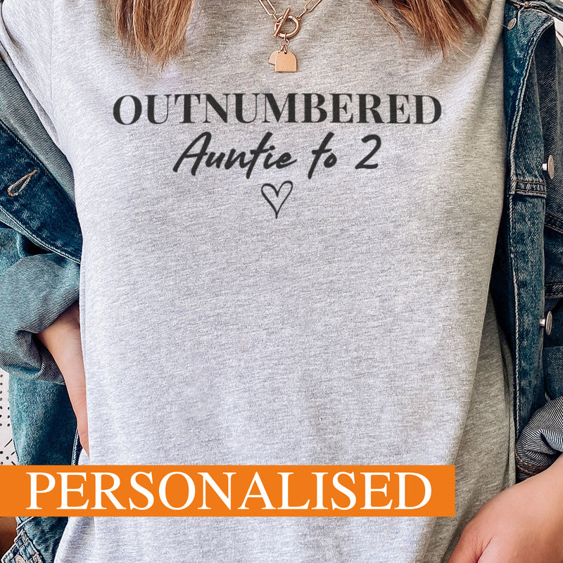 PERSONALISED Auntie Outnumbered - Womens T-Shirt - Auntie T-Shirt