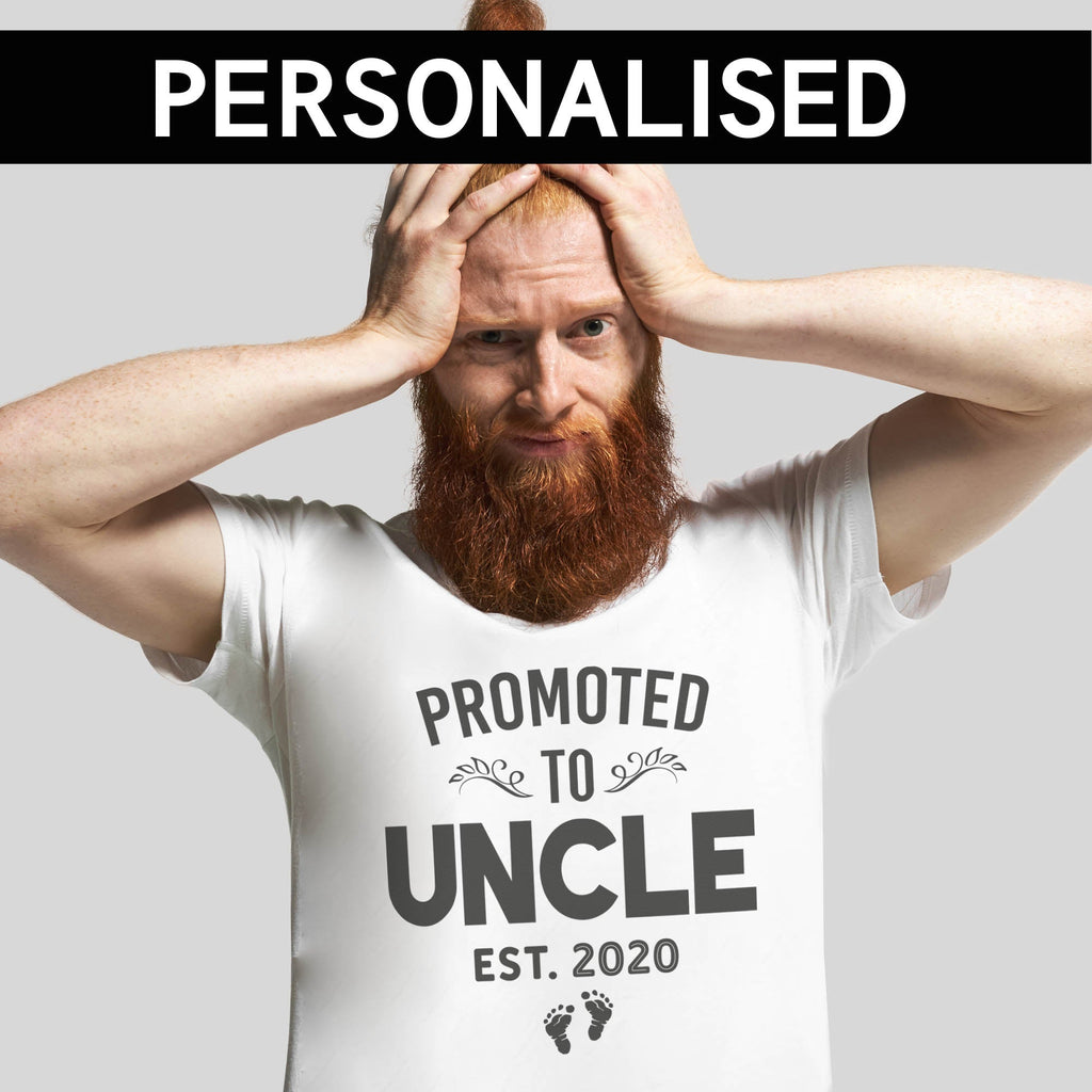 PERSONALISED Date & Promoted To Uncle - Black - Mens T-Shirt - Uncle T-Shirt