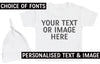 PERSONALISED Your Own Text or Photo, White Baby T-Shirt, White Baby Tietop Hat, Baby Outfit Gift Set