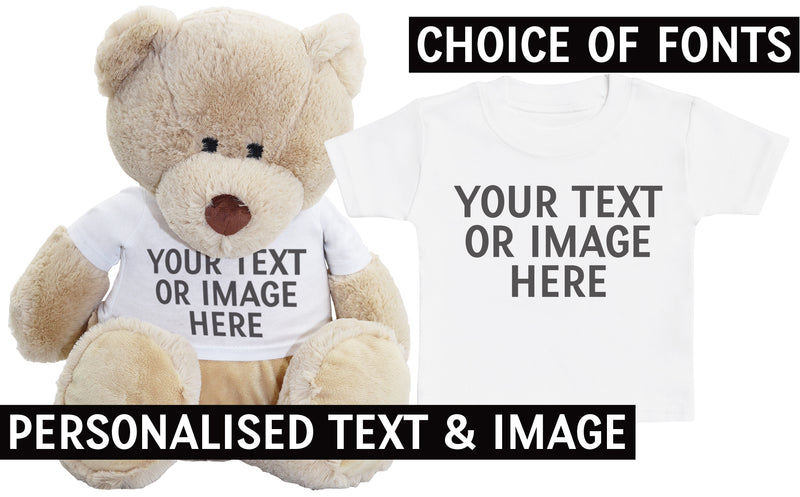 PERSONALISED Your Text Or Photo  - Matching Teddy Bear & Baby Kids T-Shirt