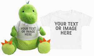 PERSONALISED Your Text Or Photo  - Matching Dinosaur Teddy & Baby Kids T-Shirt