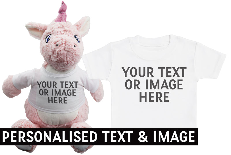 PERSONALISED Your Text Or Photo  - Matching Unicorn Teddy & Baby Kids T-Shirt