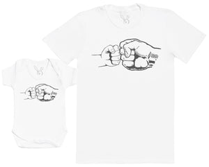 Baby & Dad Fist Punch - Mens T Shirt & Baby Bodysuit (541986193438)