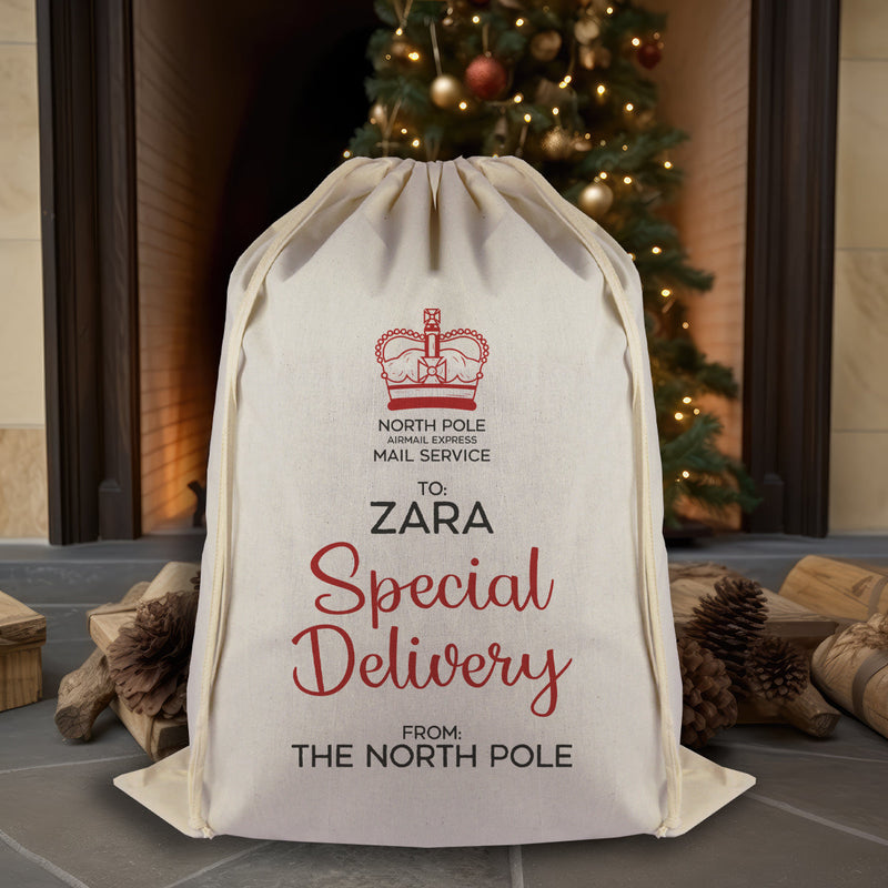 Personalised North Pole Airmail Express - Christmas Santa Sack