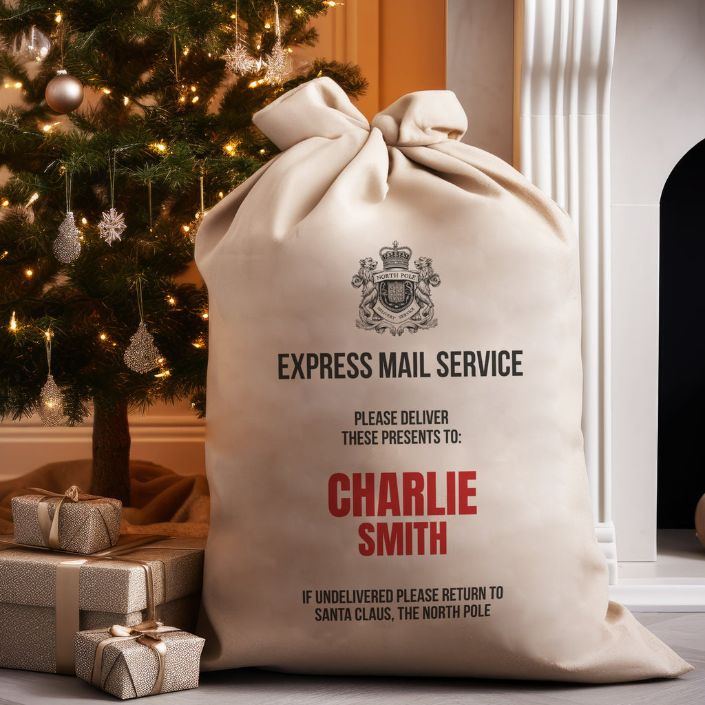 Personalised Express Mail Service To First Name & Surname - Christmas Santa Sack