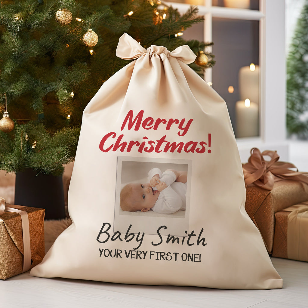 Personalised Photo Baby's Very First Christmas - Christmas Santa Sack